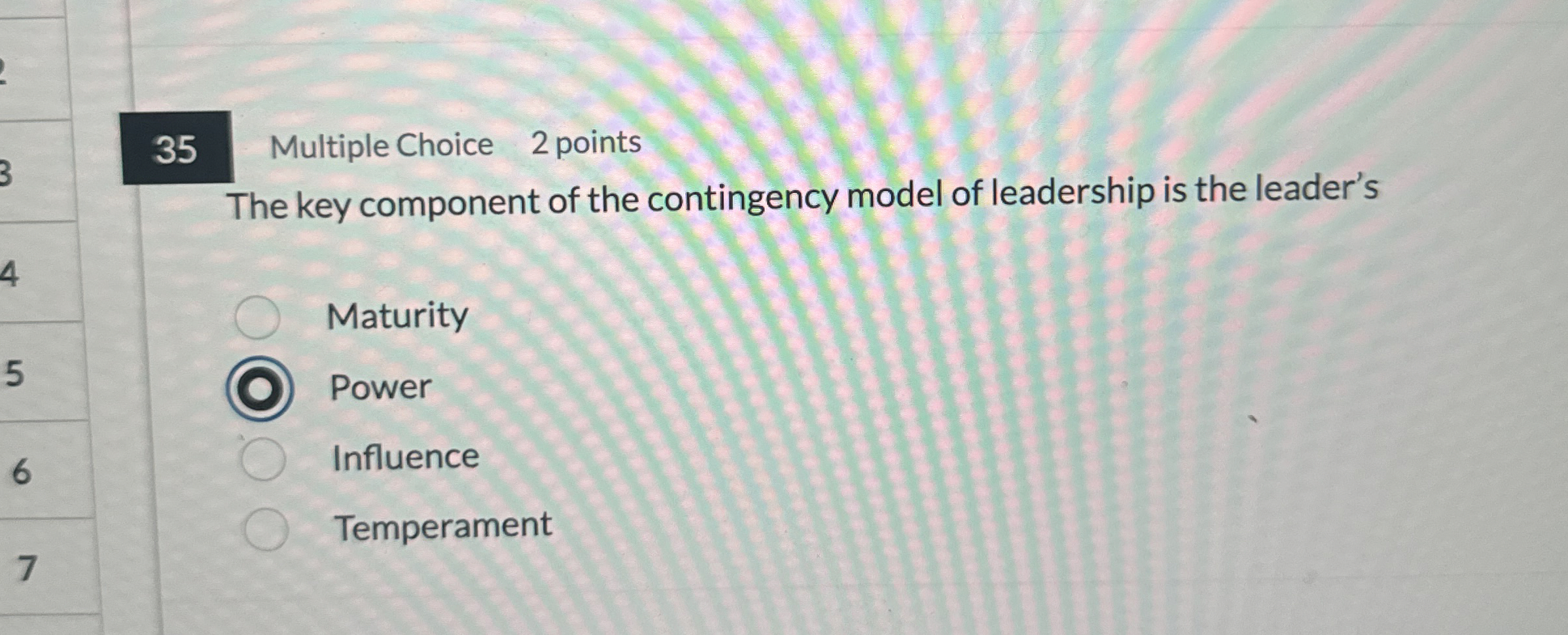 3 5 Multiple Choice 2 points The key component of