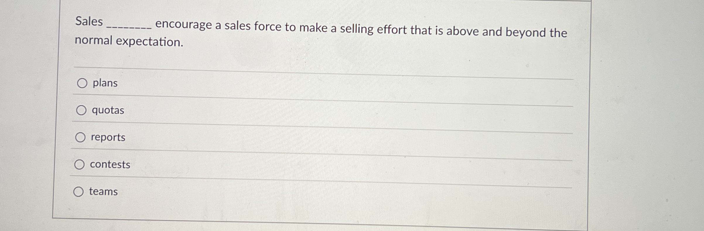 Sales encourage a sales force to make a selling