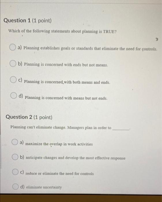 Question 1 (1 point) Which of the following