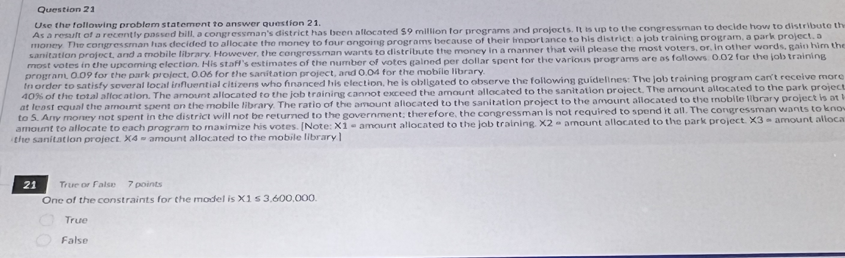 Question 2 1 Use the lollowing prablam staternont