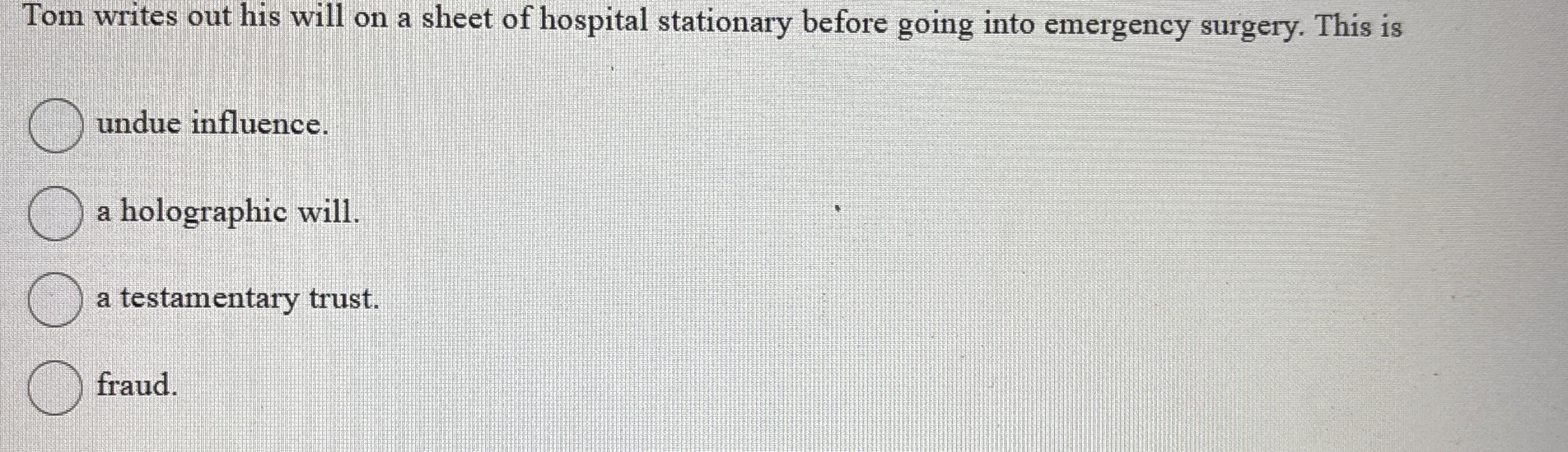 Tom writes out his will on a sheet of hospital