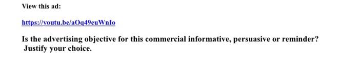 View this ad: https://youtu.be/a0q49euWnlo Is the