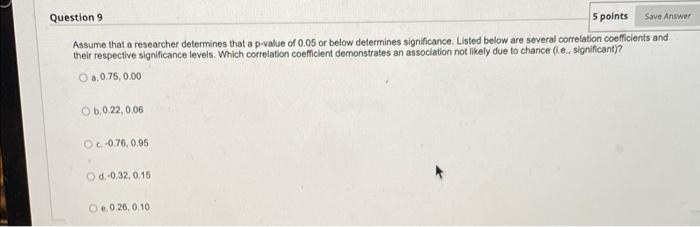 sos Question 9 5 points Save Answer Assume that a