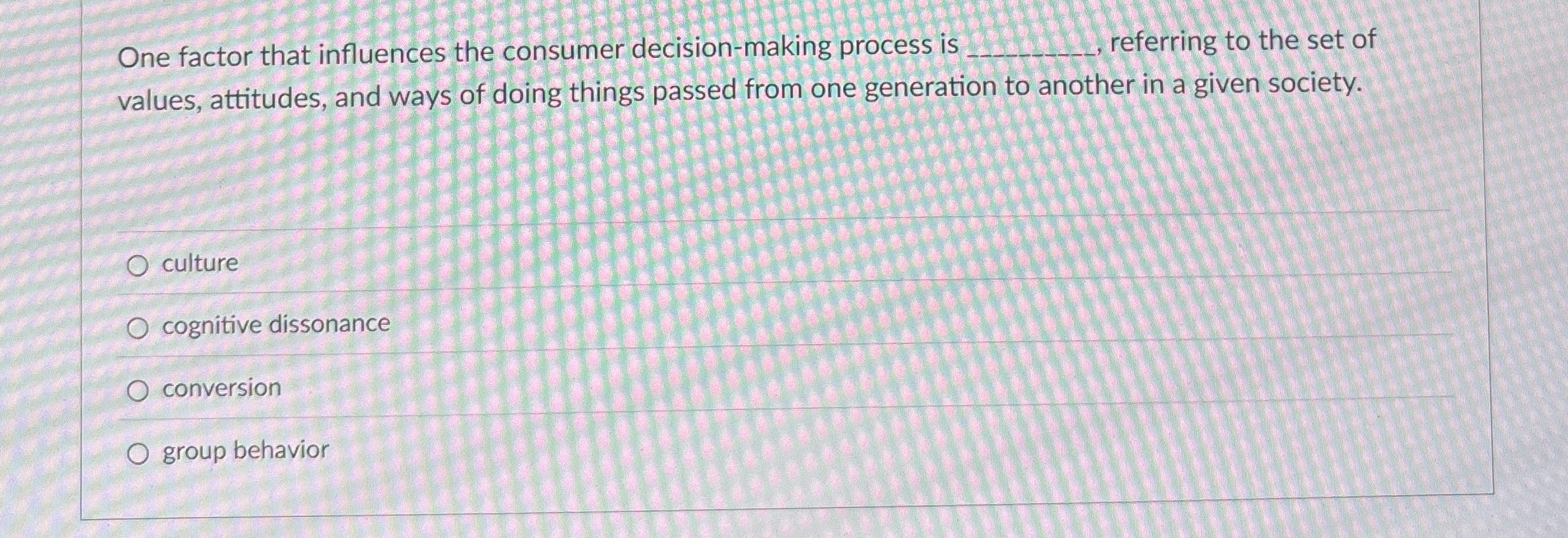 One factor that influences the consumer decision