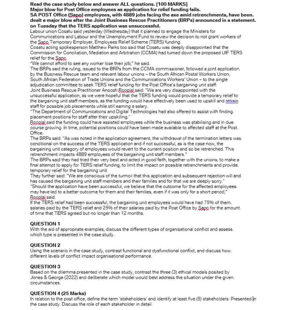 Read the case study below and answer ALL