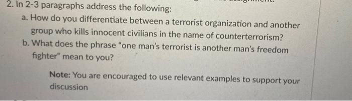 please write 2-3 pages 2. In 2-3 paragraphs