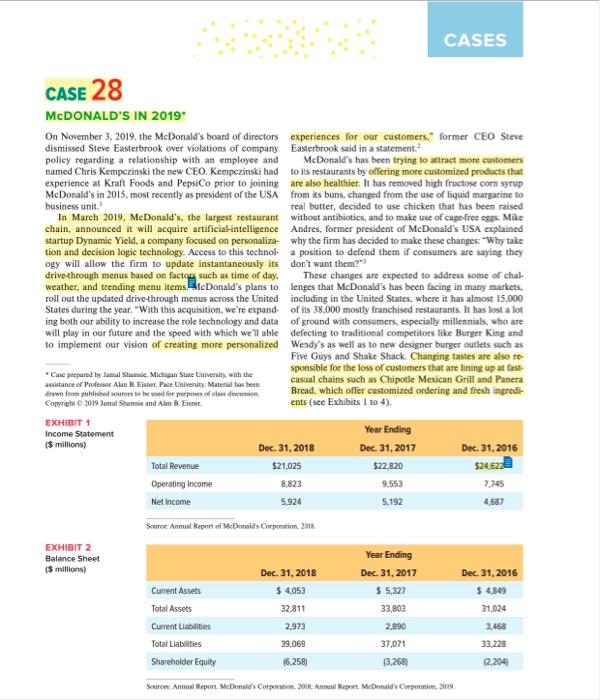case info Mc Donald's Case Study: each question