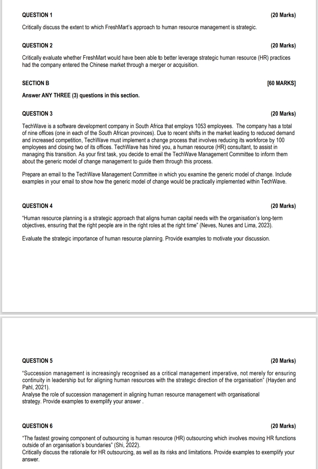 QUESTION 1 ( 2 0 Marks ) Critically discuss the