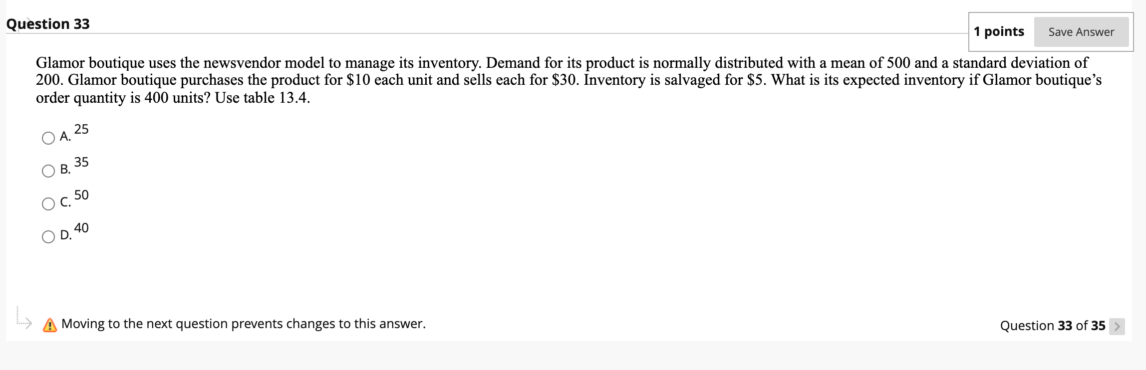 Question 33 1 points Save Answer Glamor boutique
