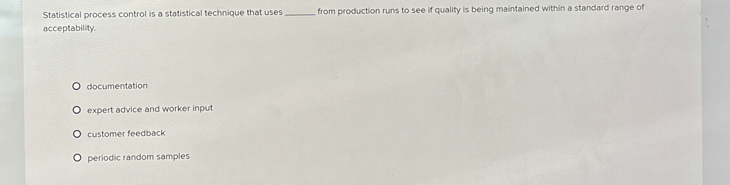 Statistical process control is a statistical