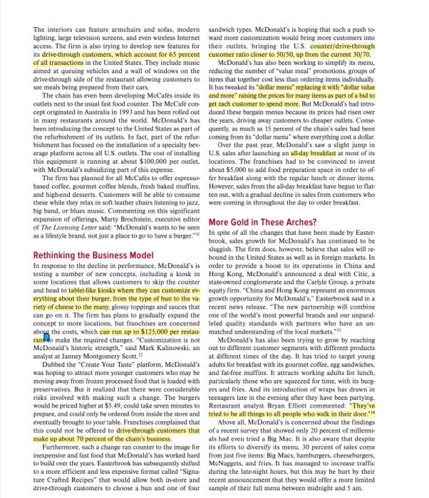 case info Mc Donald's Case Study: each question