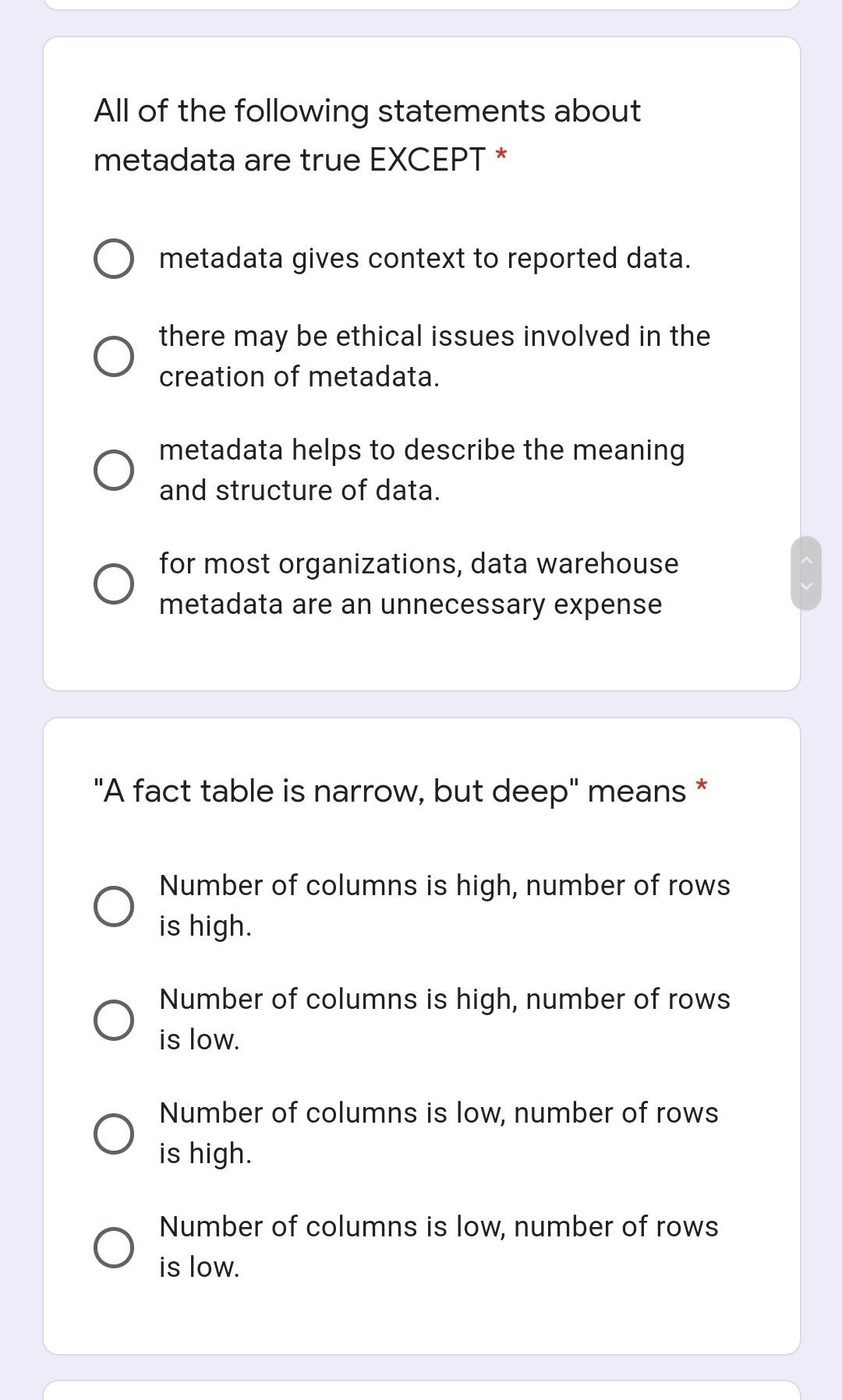 All of the following statements about metadata