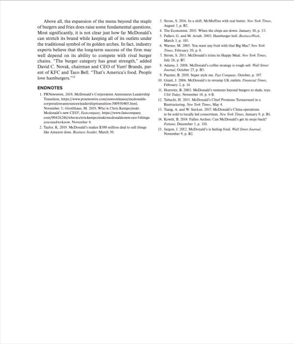 case info Mc Donald's Case Study: each question