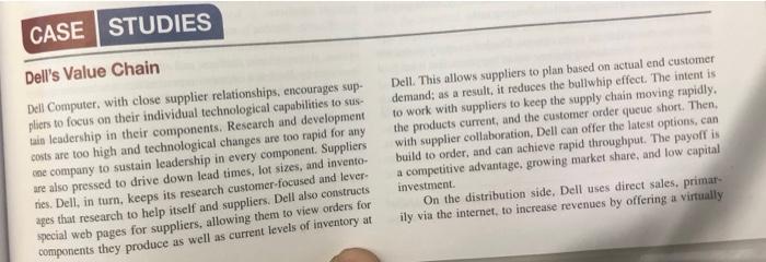 CASE STUDIES Dell's Value Chain Dell Computer,