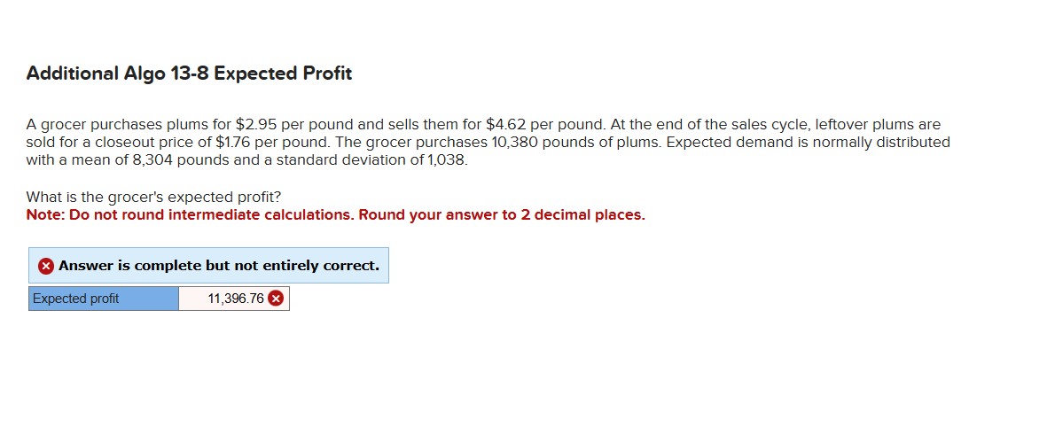 help it says wrong again Additional Algo 1 3 - 8