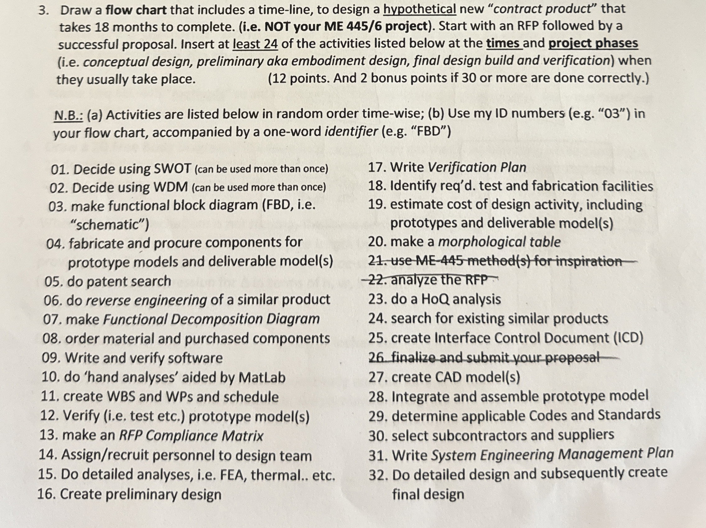 Draw a flow chart that includes a time - line, to