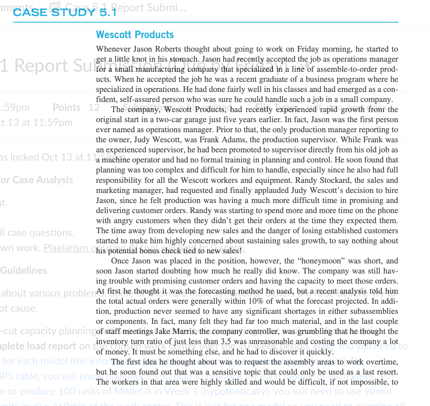 CASE STUDY 5 . 1 eport Submi... Wescott Products