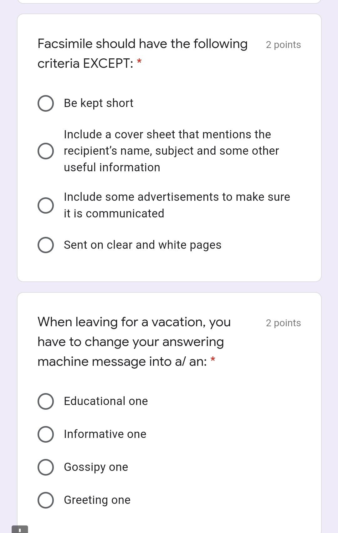 2 points Choose among these basic guidelines for