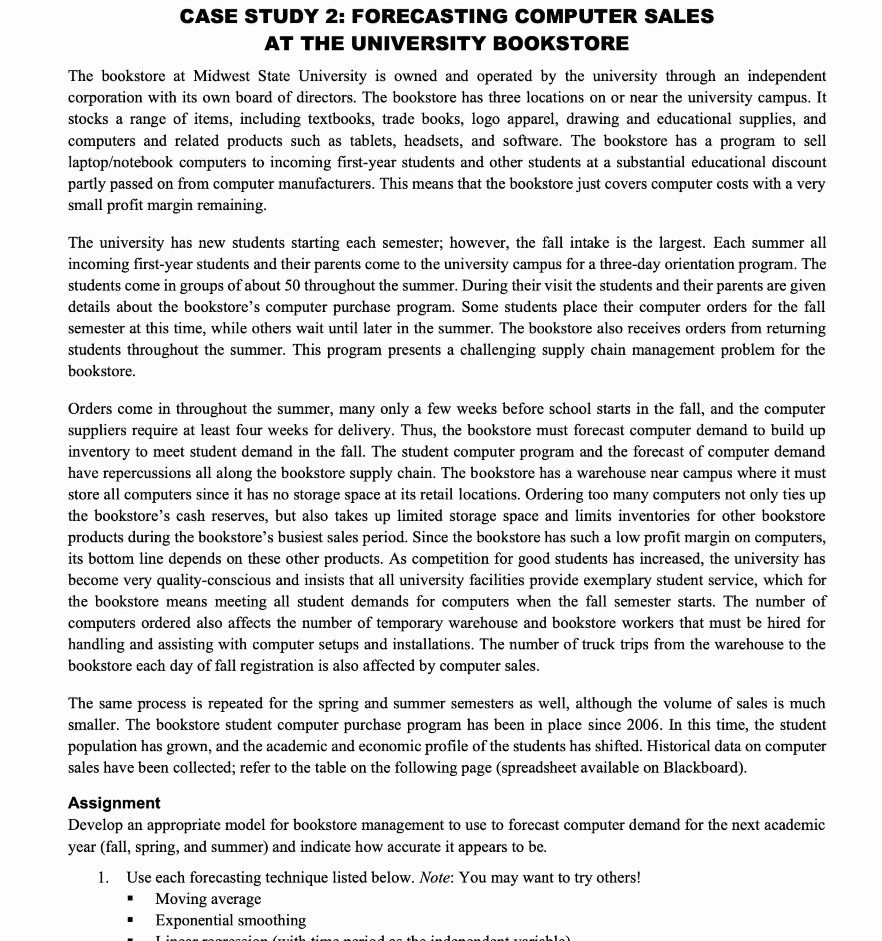CASE STUDY 2 : FORECASTING COMPUTER SALES AT THE
