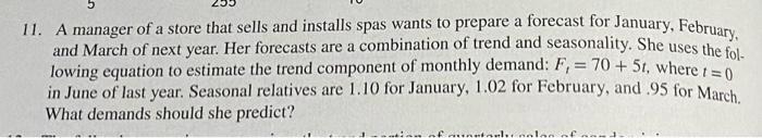 QUESTION 13 Chapter 3 problem 11 Using seasonal