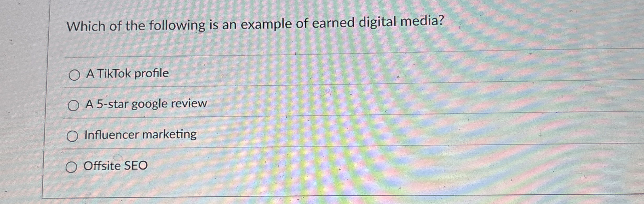 Which of the following is an example of earned