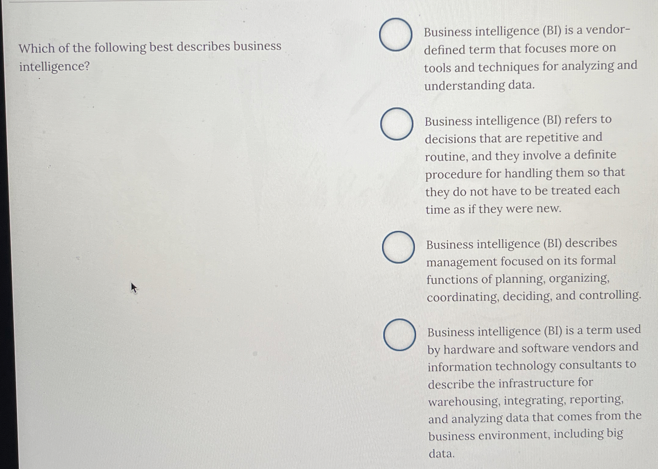 Which of the following best describes business