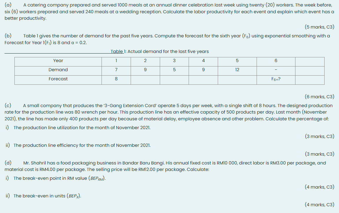 (a) A catering company prepared and served 1000