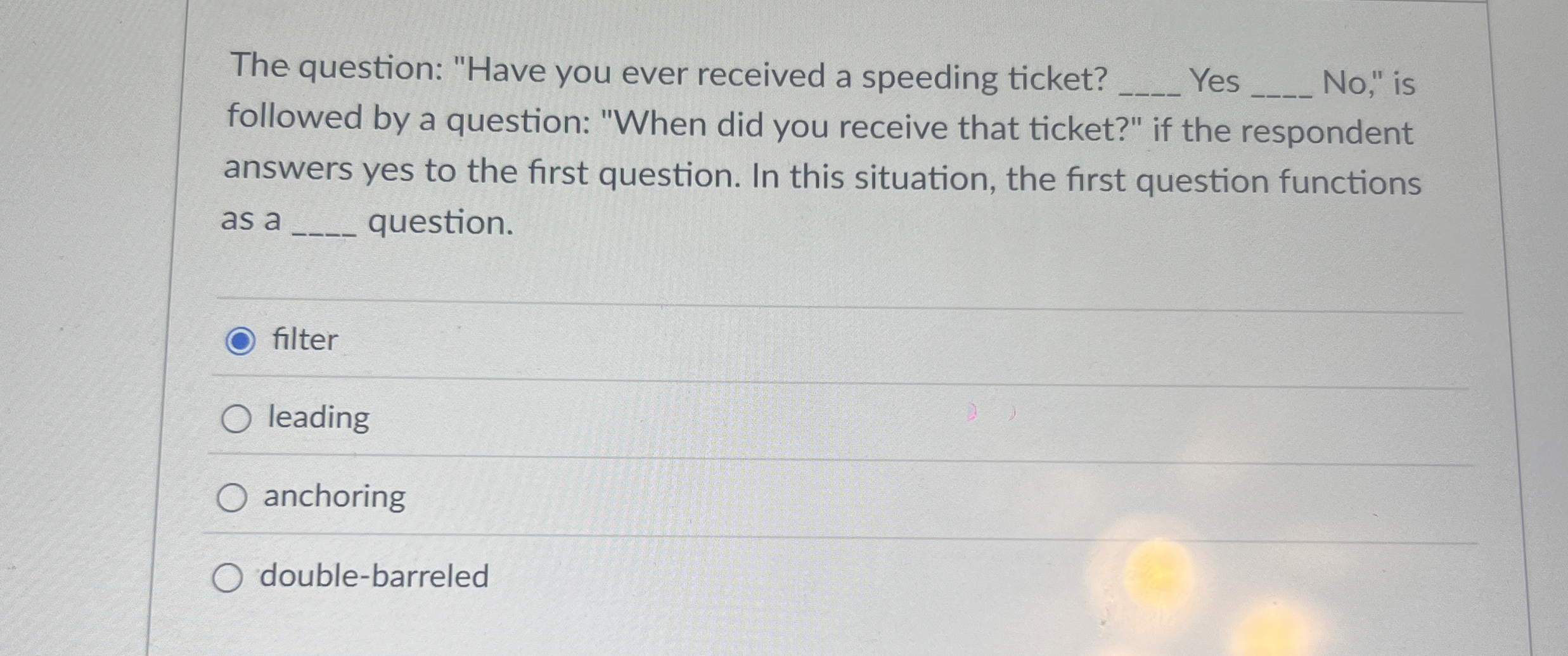 The question: "Have you ever received a speeding
