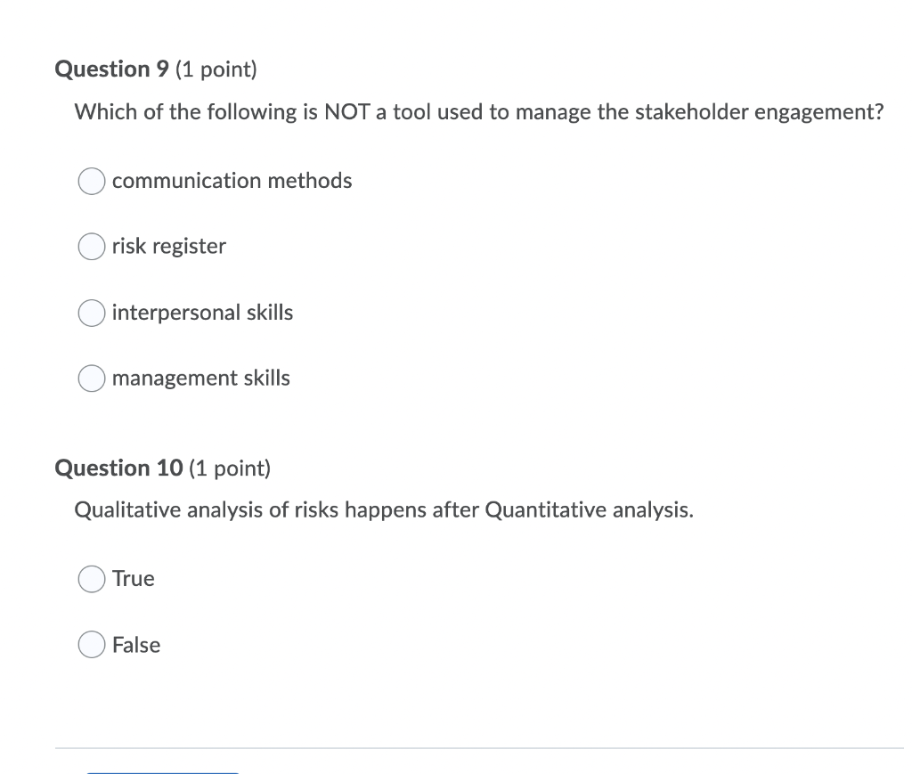 Question 9 (1 point) Which of the following is