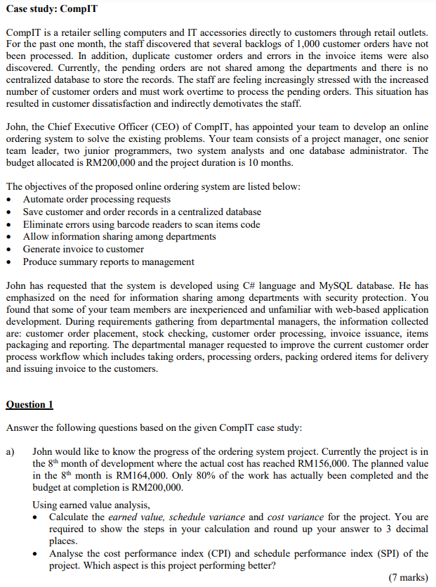 Case study: CompIT CompIT is a retailer selling