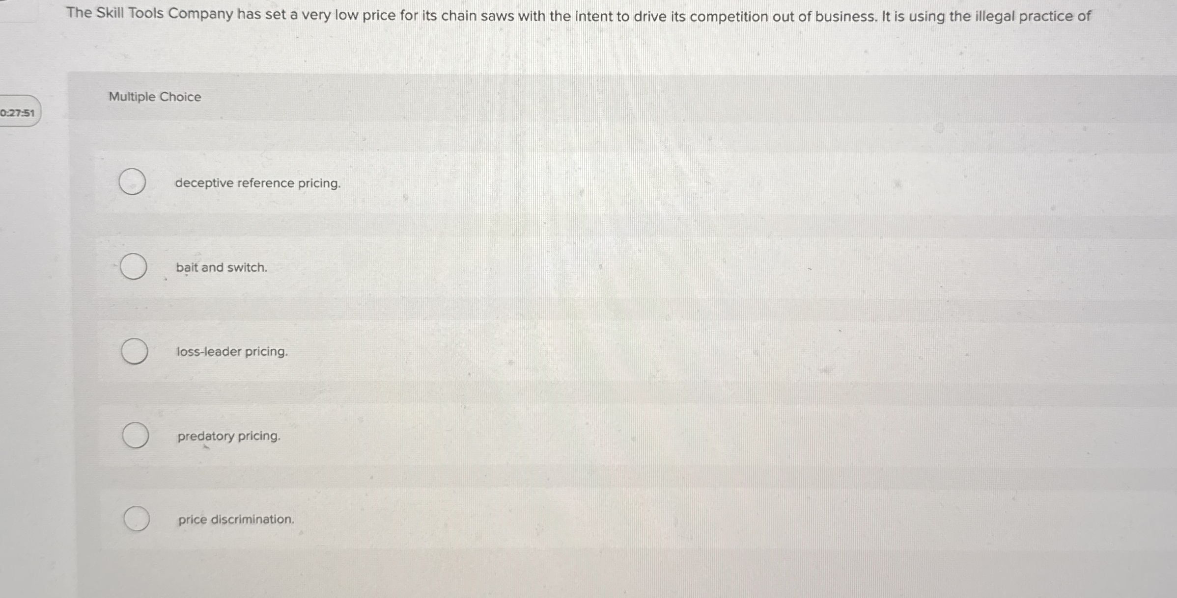 The Skill Tools Company has set a very low price