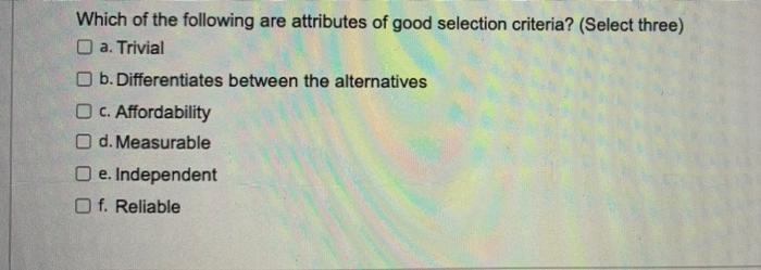 Which of the following are primary objectives of