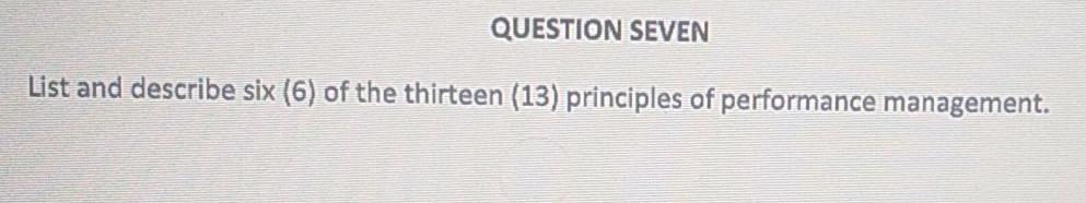 subject: Human resources QUESTION SEVEN List and