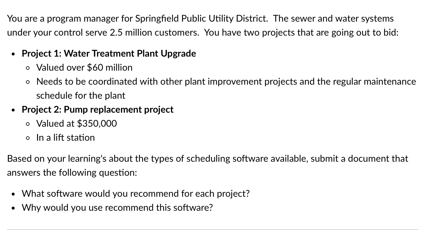 You are a program manager for Springfield Public