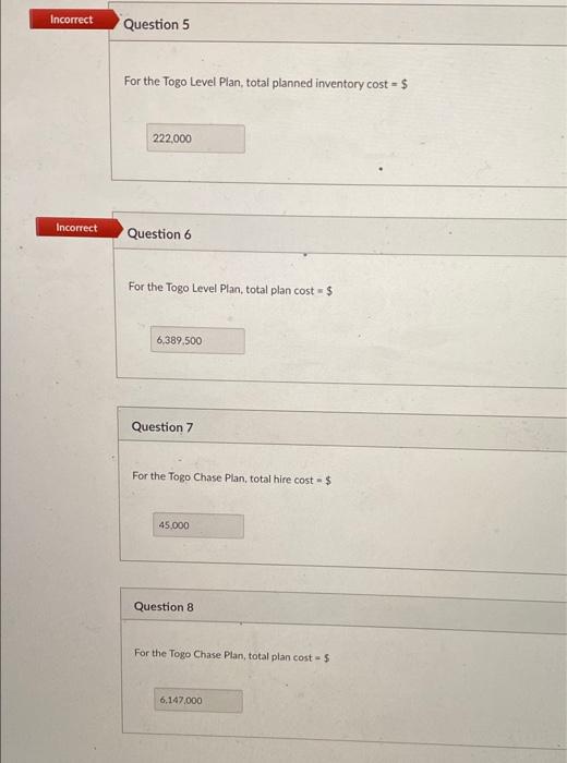 rrect Question 1 For the aggregate planning level