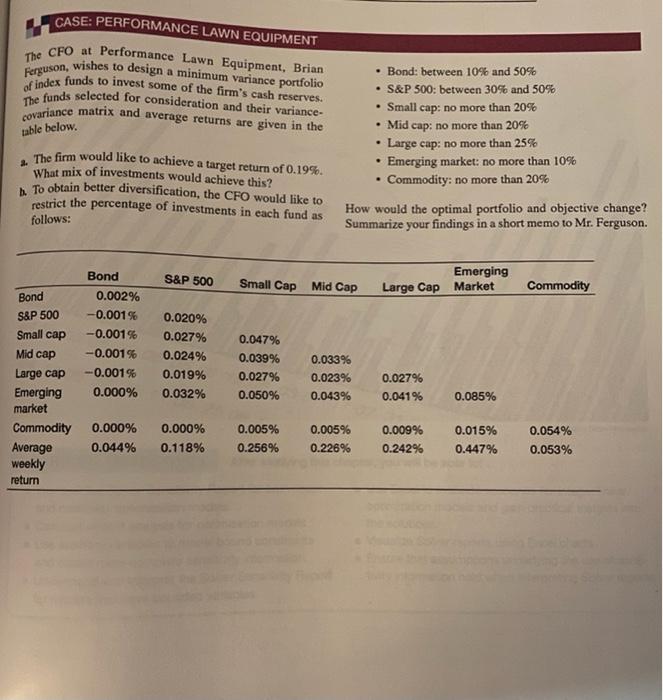 Please Help! CASE: PERFORMANCE LAWN EQUIPMENT The