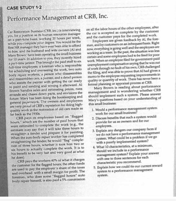 please answer the 5 Questions CASE STUDY 1-2