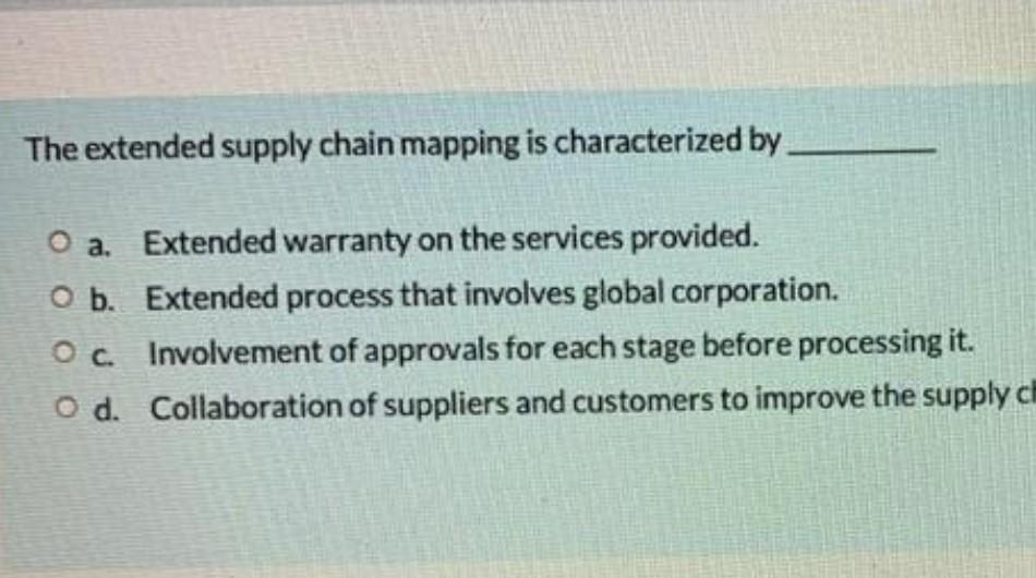 The extended supply chain mapping is