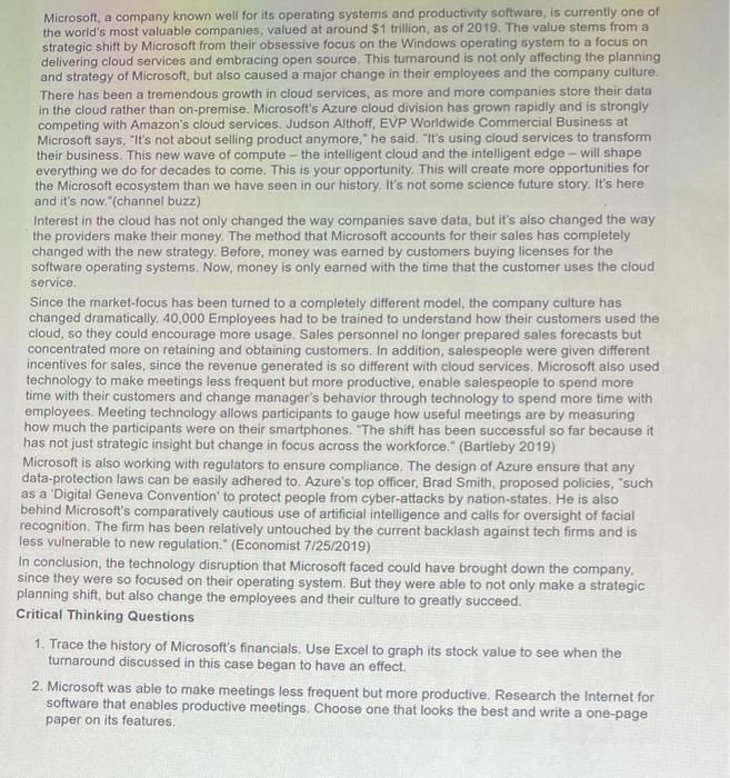 Microsoft, a company known well for its operating