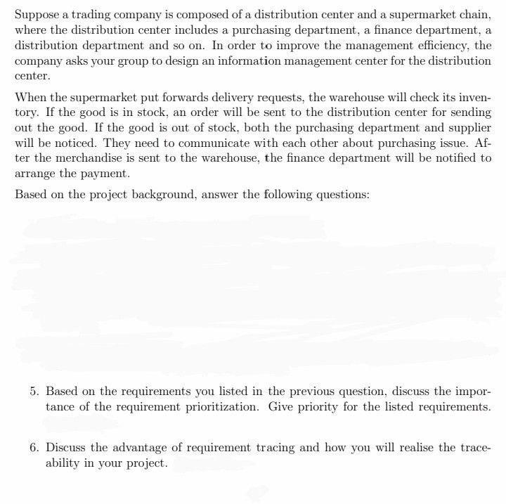 Suppose a trading company is composed of a