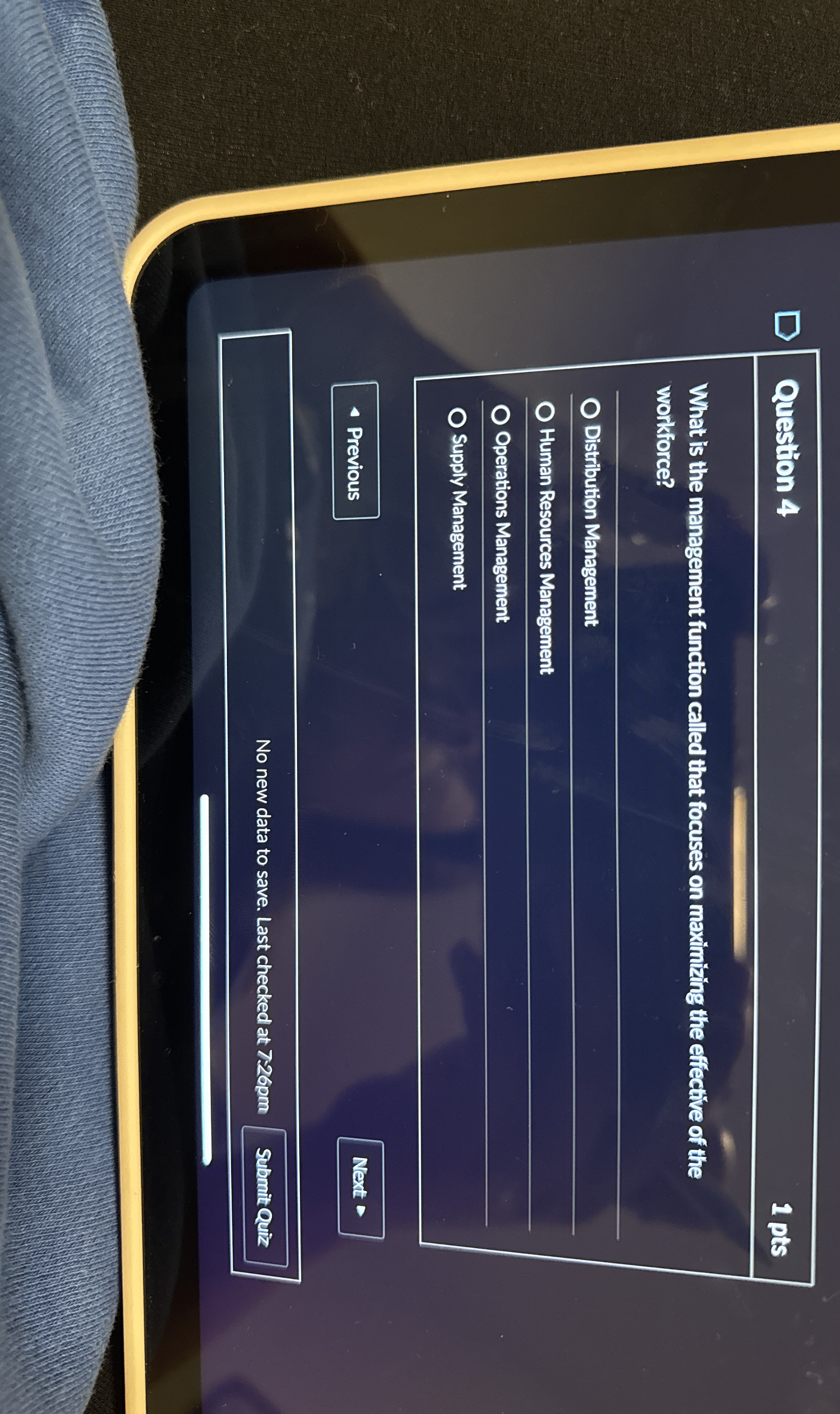 Question 4 1 pts What is the management function