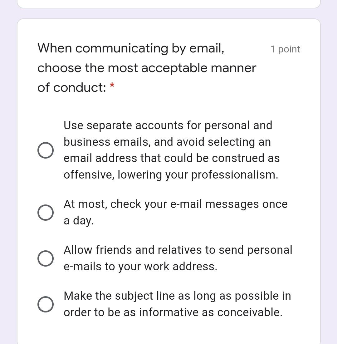 Email messages should be ended by: 2 points *