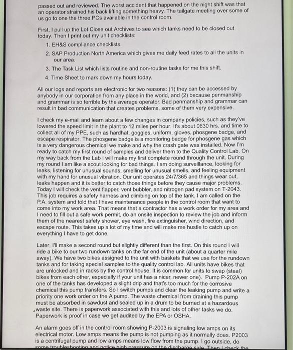 ASSIGNMENT 6 AN AVERAGE DAY AT PETROBILD The