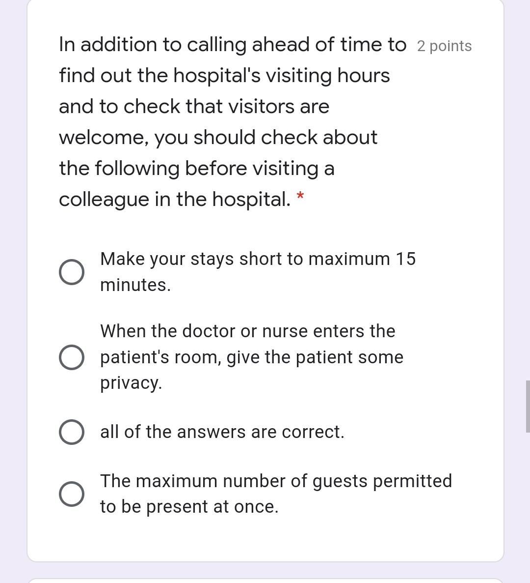 In addition to calling ahead of time to 2 points