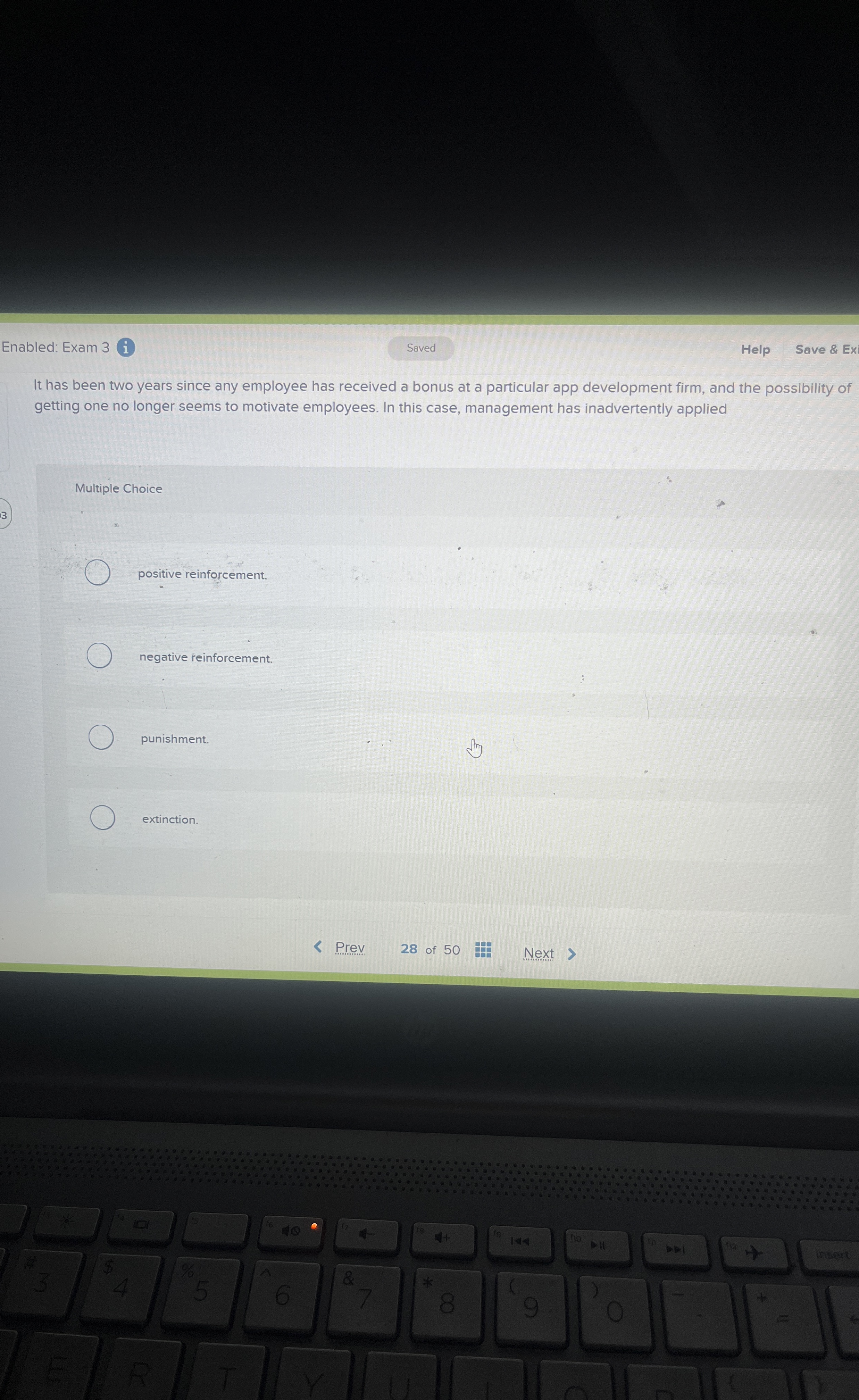 Enabled: Exam 3 Help Save & Ex It has been two