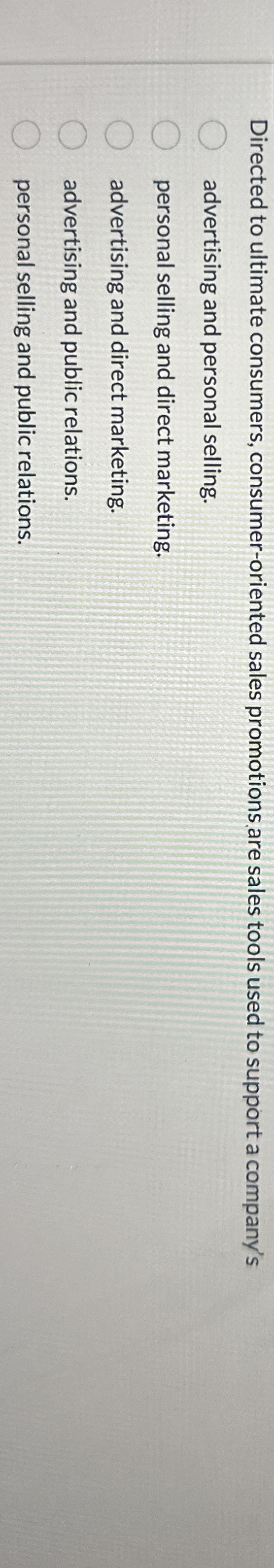 Directed to ultimate consumers, consumer -