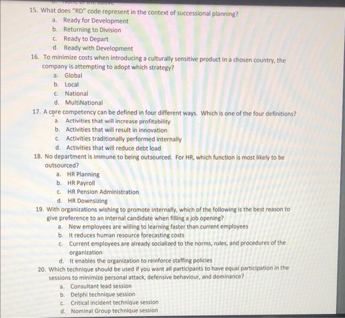 15. What does "RD" code represent in the context
