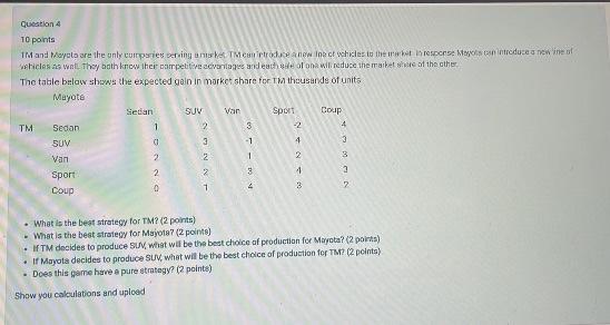 Question 4 10 points TM and Mayote are the only