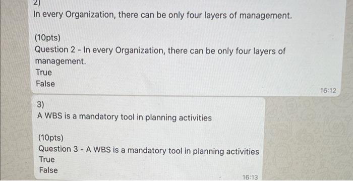 2) In every Organization, there can be only four