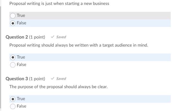 true or false Proposal writing is just when